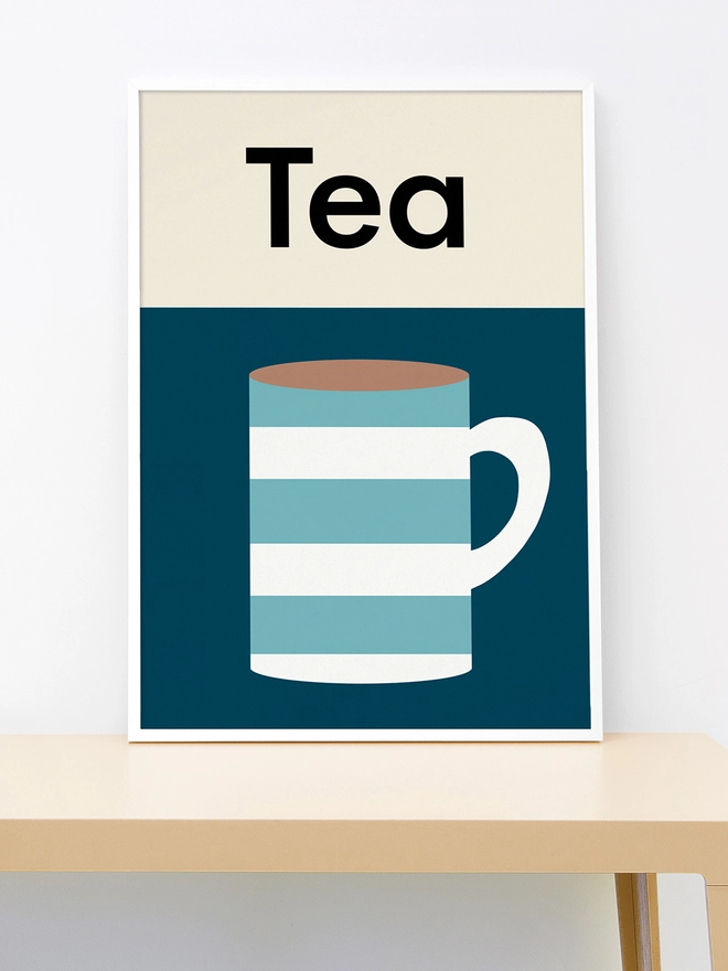 illustrated tea wall print with word Tea