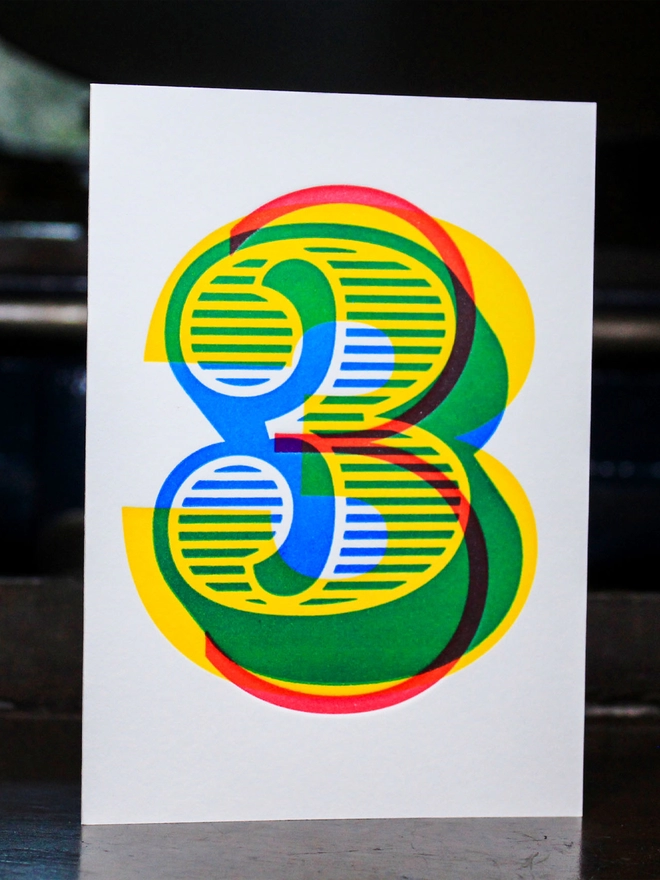 3rd Birthday / 3rd Anniversary Typographic Letterpress Card