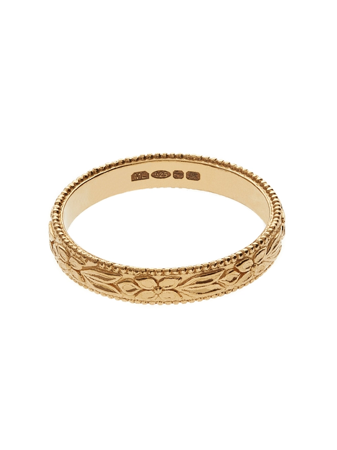 Flower Band Ring Gold