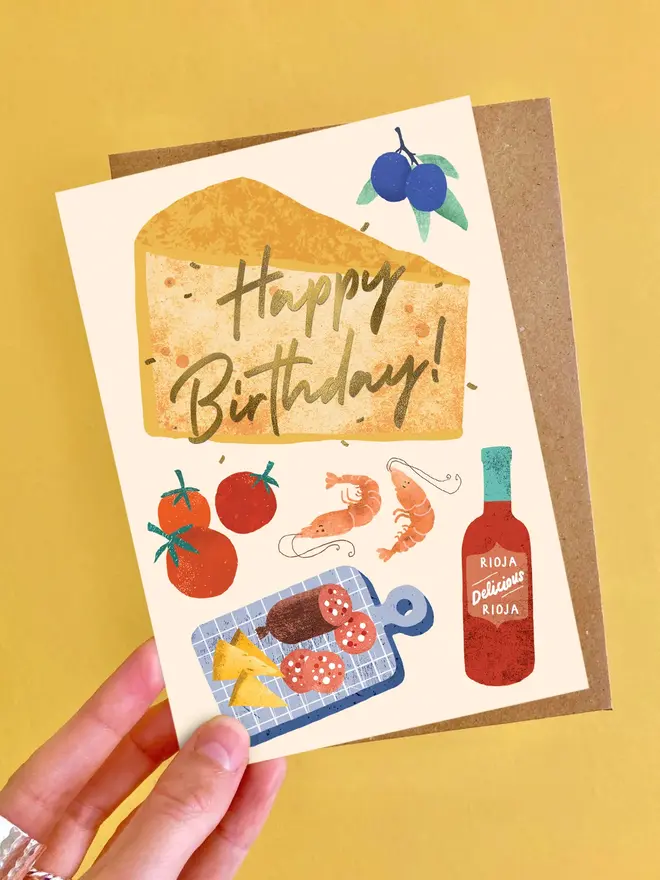 birthday tapas illustrated birthday card