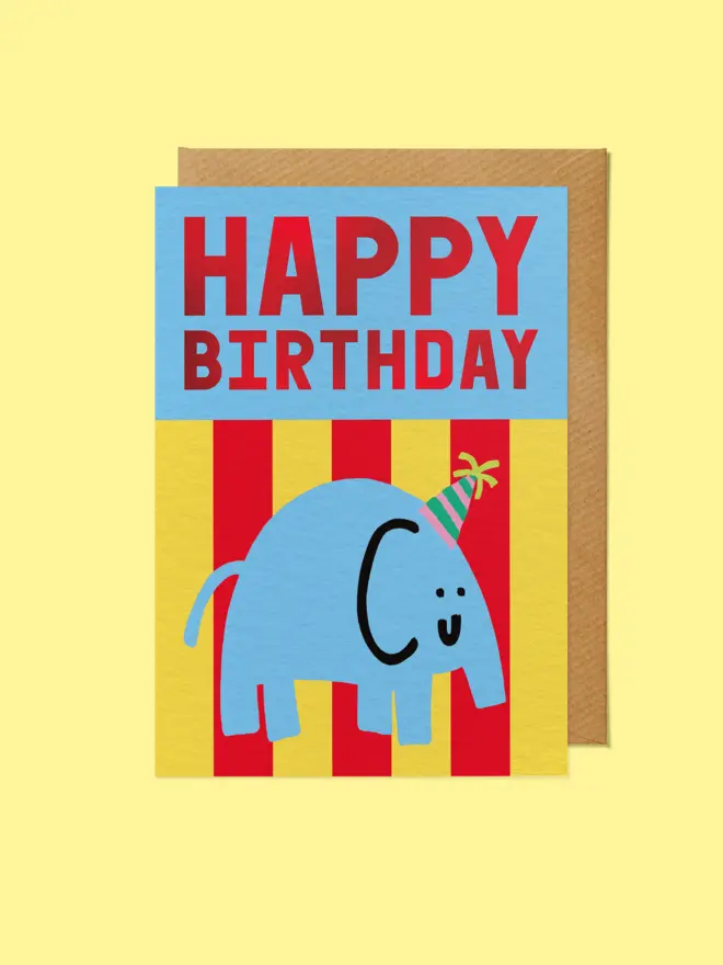 Cute elephant party hat card