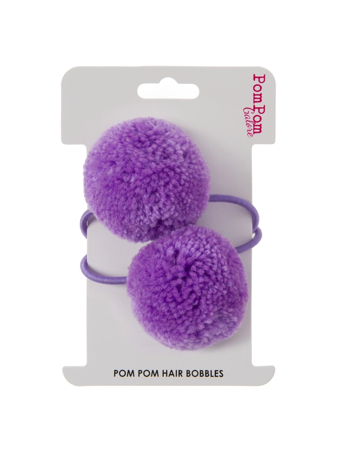 pom pom hair bobble elastic set of 2 4cm Lilac