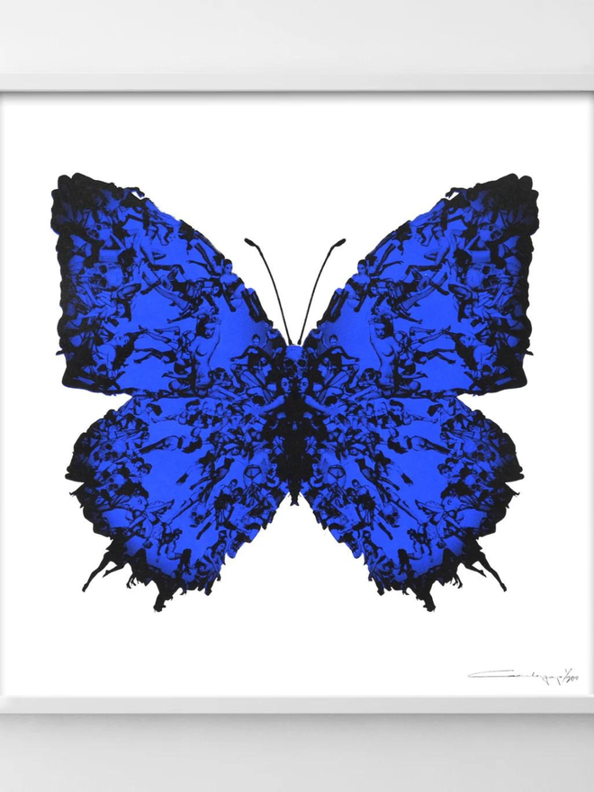 electric blue butterfly screen print