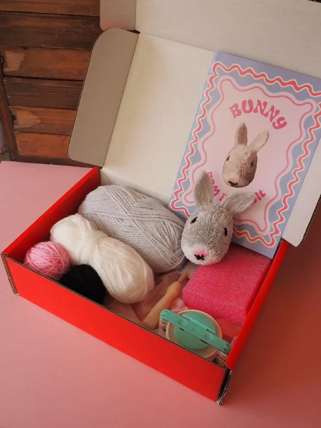 Bunny Pom Pom DIY Kit Contents