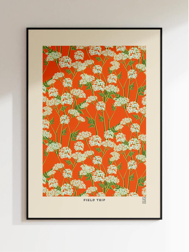 orange floral Giclee print