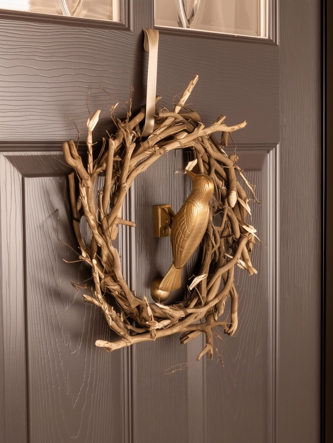 Woodpecker door knocker in aged brass by Adams & Mack