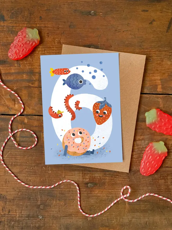 crazy critters 6th birthday card