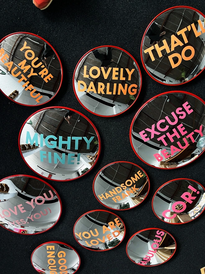 Convex painted mirror lots of mirrors