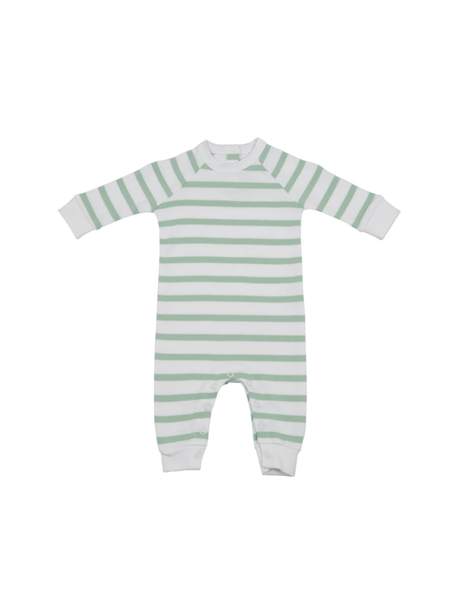 green breton stripe baby onesie