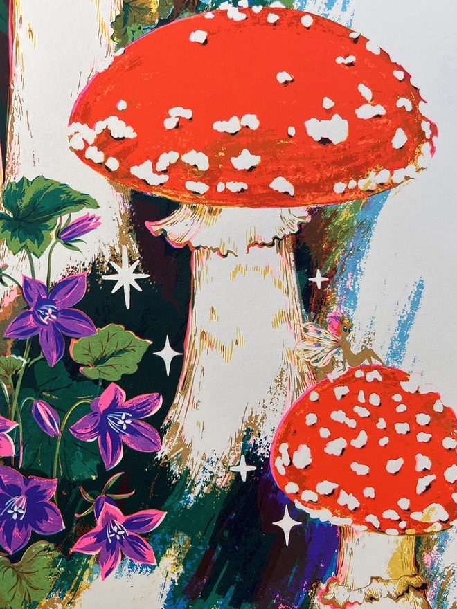 'So Fly' Large Mushroom Screenprint