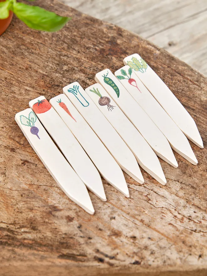 Ceramic Vegetable Image Labels (Set Of 8)