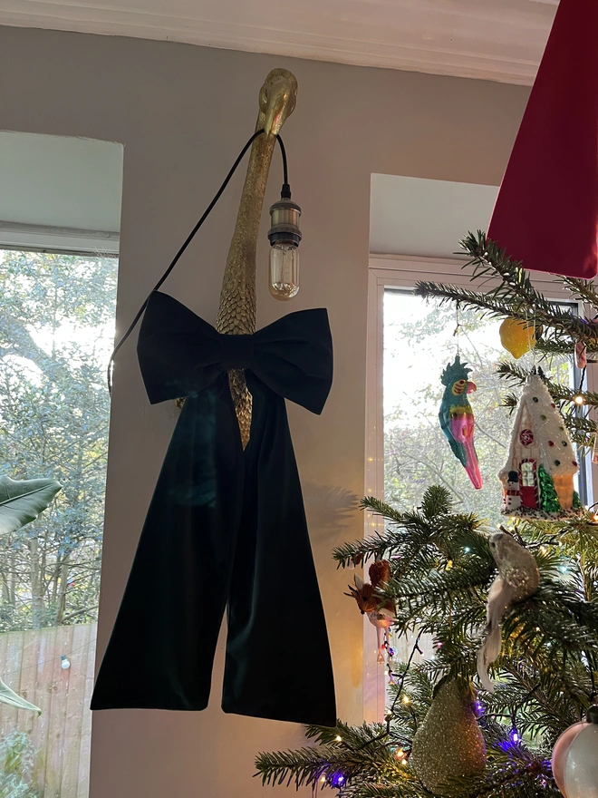 mini velvet green bow