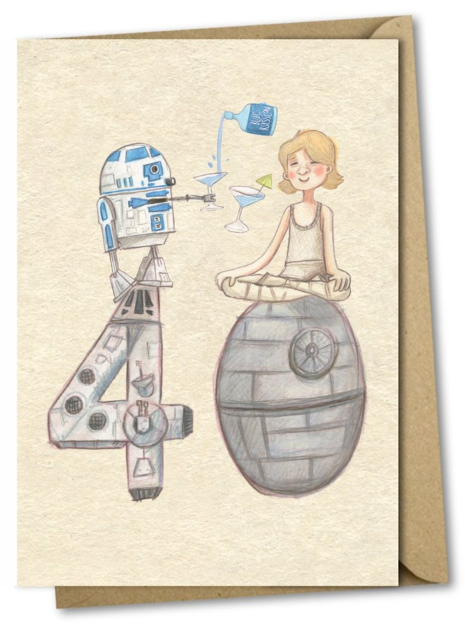 r2d2 luke skywalker star wars 40th birthday card