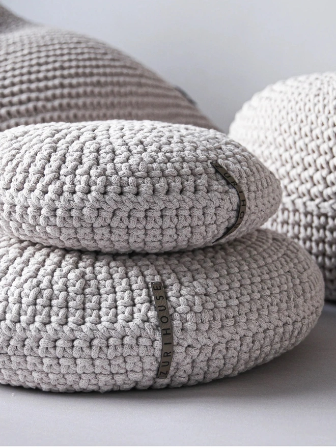 hand crocheted round cushions