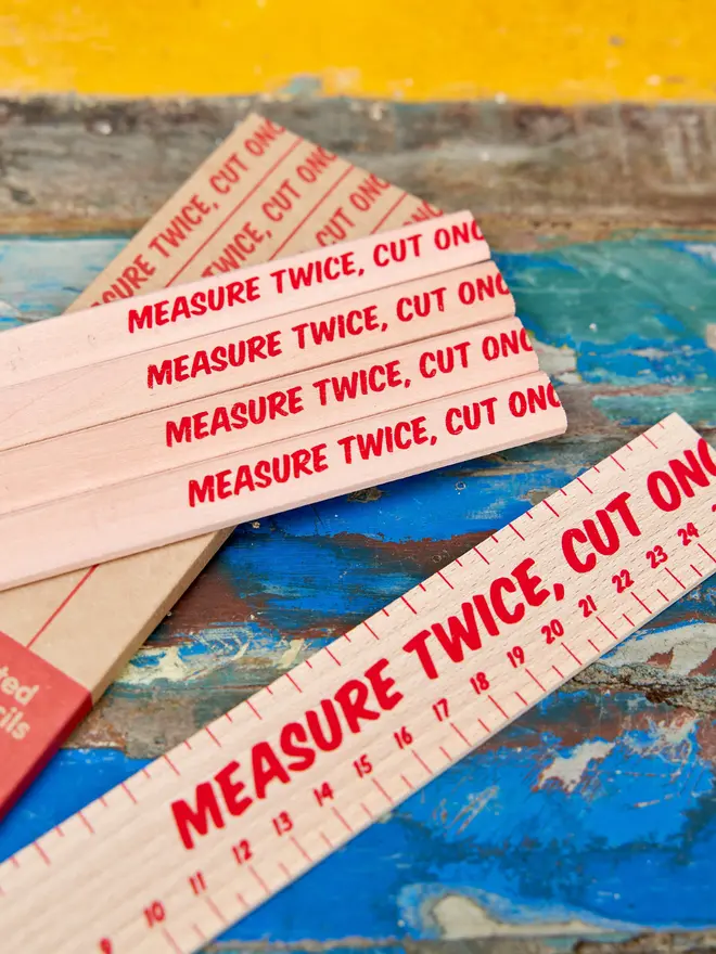 Measure Twice, Cut Once Carpenters Pencils & Ruler Set