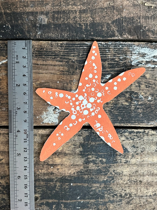 Shell & Starfish Linocut Garland.Hand Printed Seaside Shapes