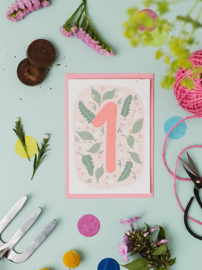 Plantable 1st Birthday Card