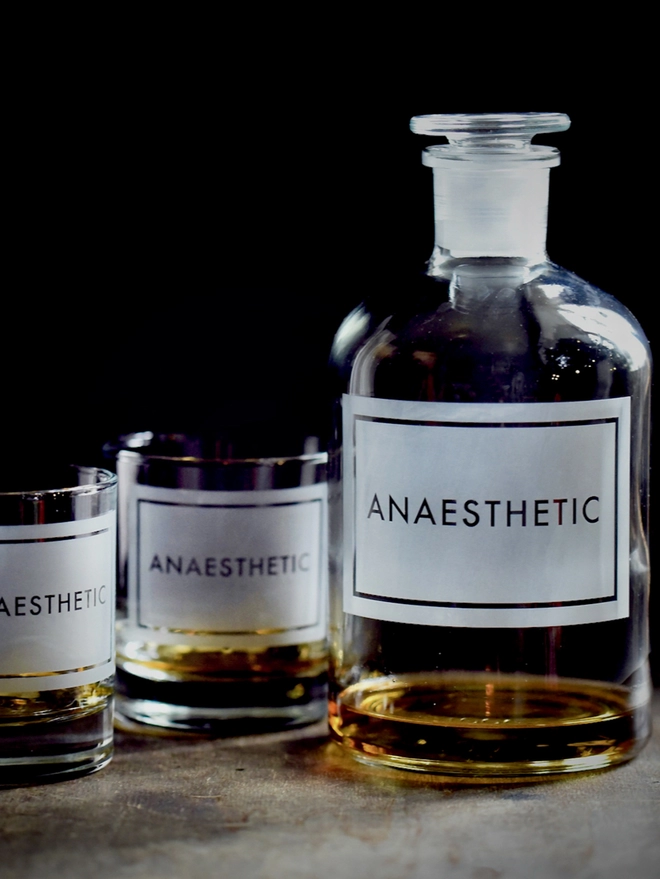 'Anaesthetic'  Etched Apothecary Bottle