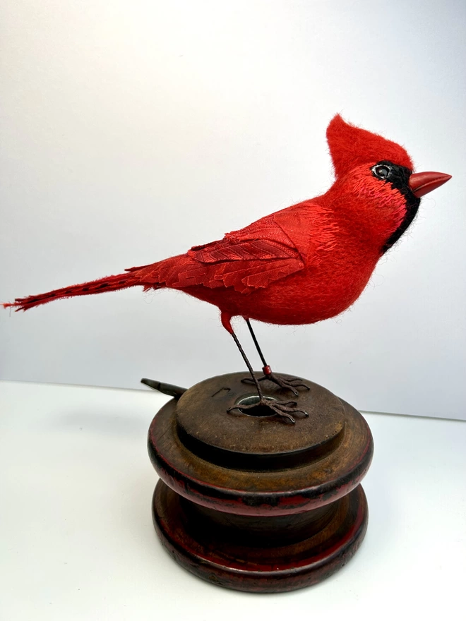 Northern Cardinal Textile Bird Sculpture