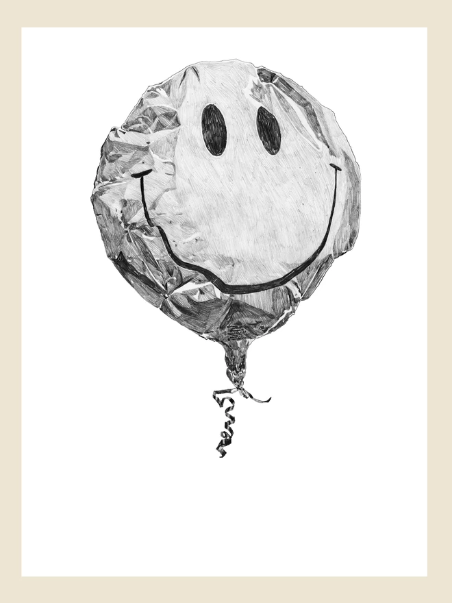 Artwork of the smiley balloon art print