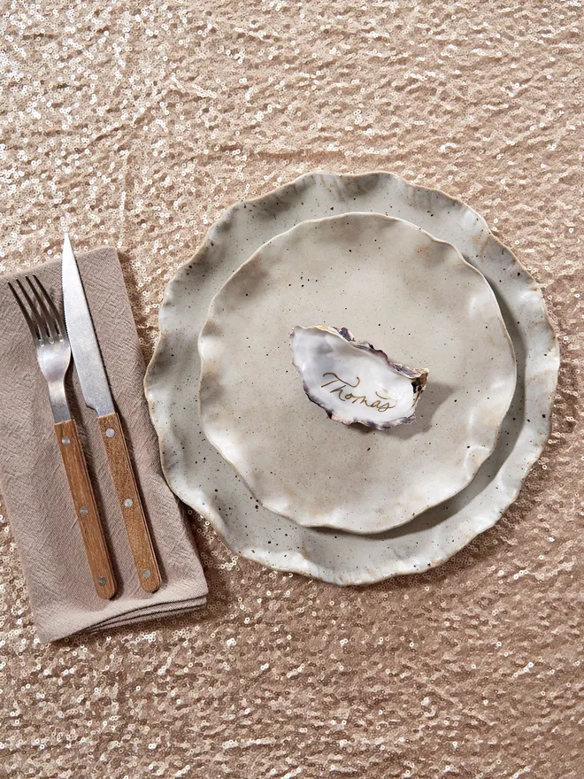 Seashell calligraphy place cards