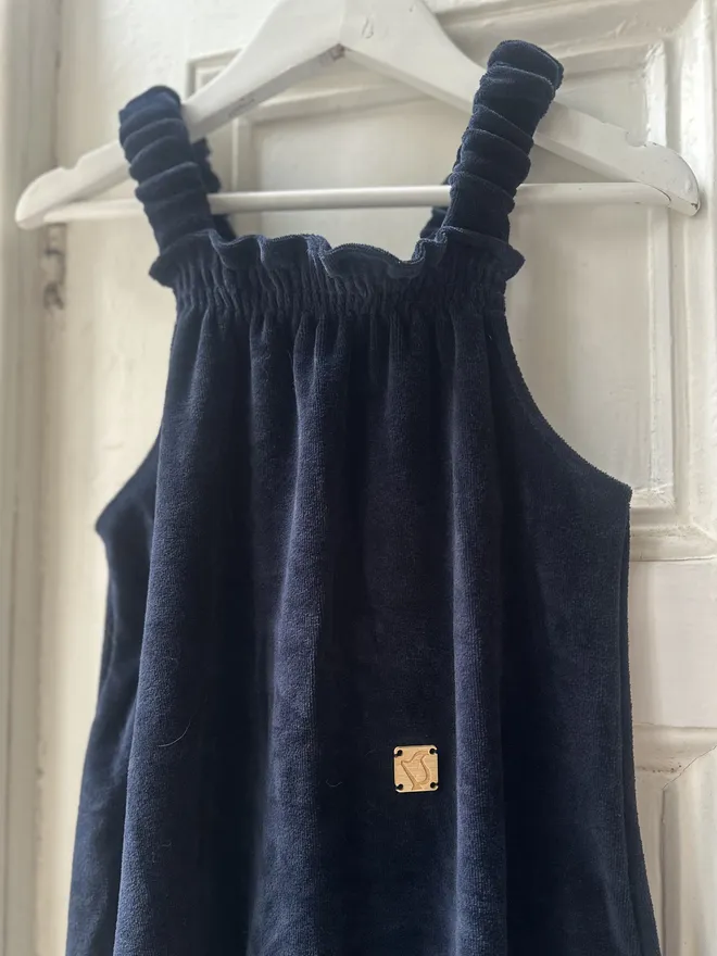 kids velvet dungarees navy