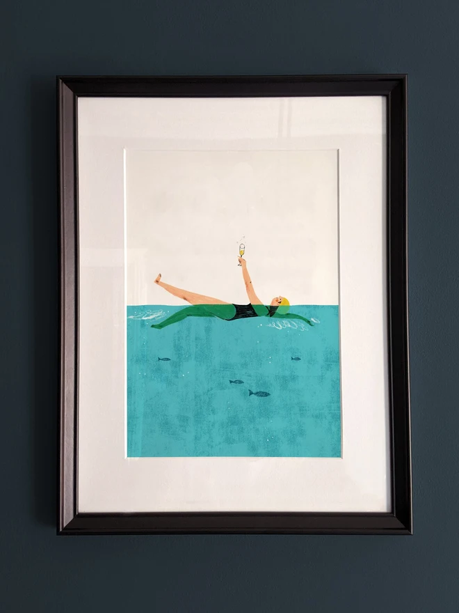 Framed Example of swimming print