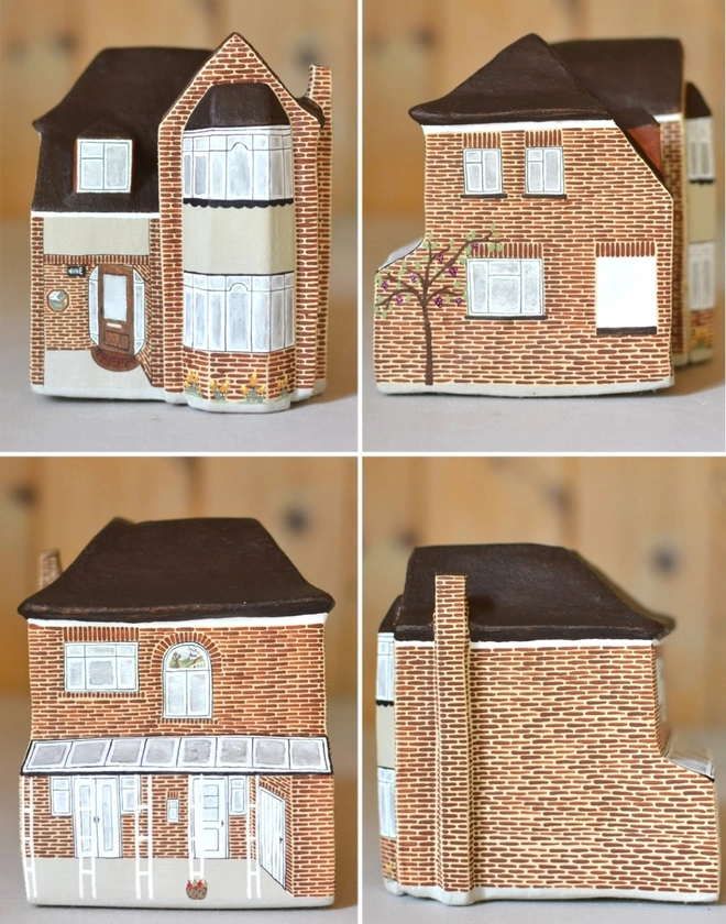 handmade ceramic sculpture in personalised design of a house
