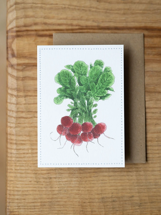 Garden Lover's Watercolour Radish Greetings Card 