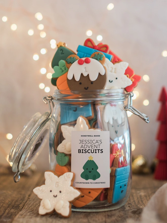 Personalised Jar of Advent Biscuits