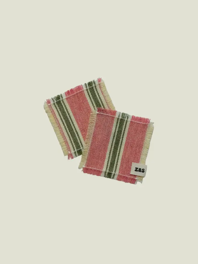 Pink Sherbet Coasters. A set of two coasters.