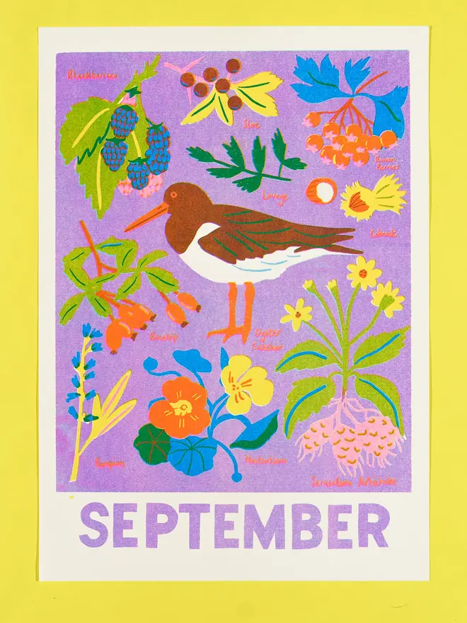 'September' Month Forage Print