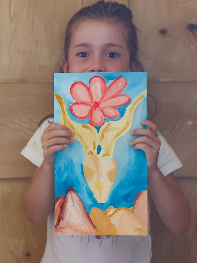 Art project for children inspired by artists looking at animal skulls