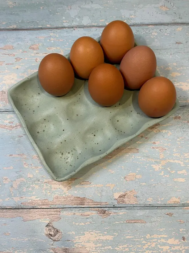 Green Ceramic Egg Tray 12 eggs