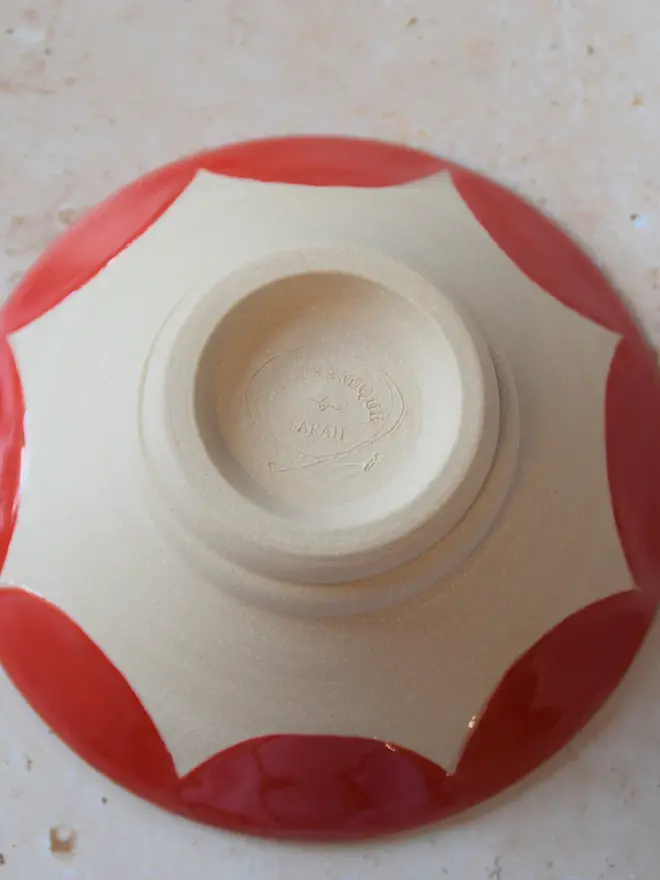 Handmade scalloped edge trinket dish - underside view showing scalloped pattern