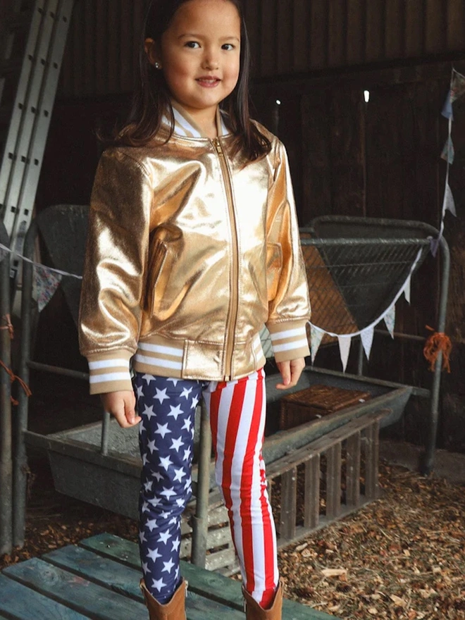 The Stardust Gold Nappa Leather Bomber Jacket