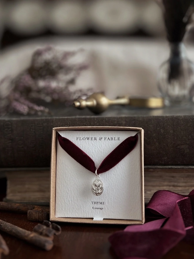 Thyme Medal Charm ~ Sterling Silver