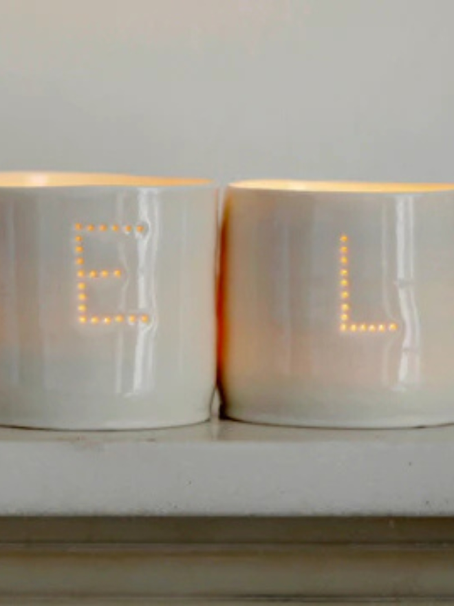 noel letter mini porcelain tealight set