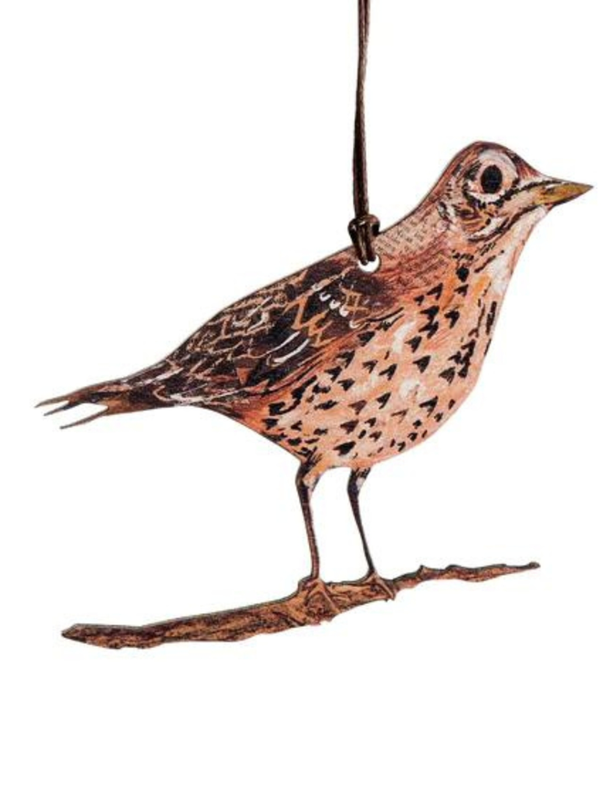 Song Thrush Wooden Hanging Decoration