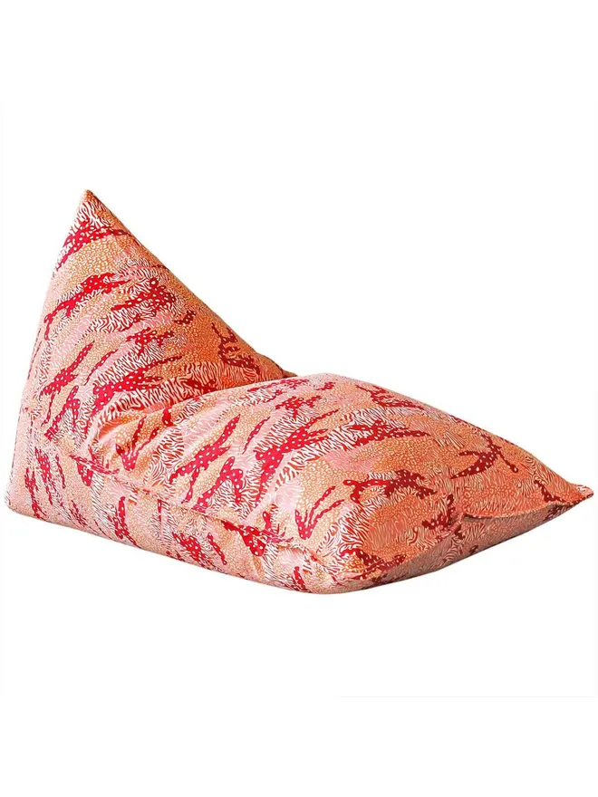 Orange Big Cat Camo Bean Bag Cover, an orange bean bag cover sitting against a white backdrop.