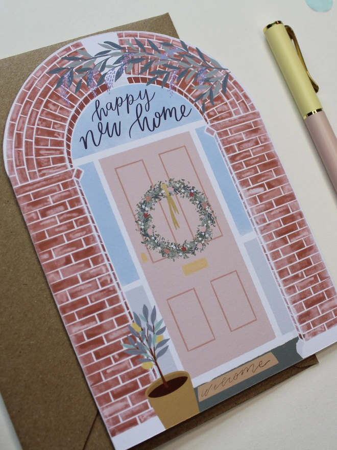 Happy New Home Arch Shape Greeting Card