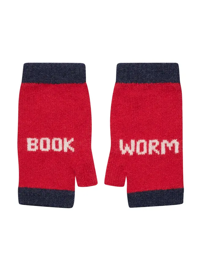 Cut out image of Book Worm Mittens in Rouge & Clay