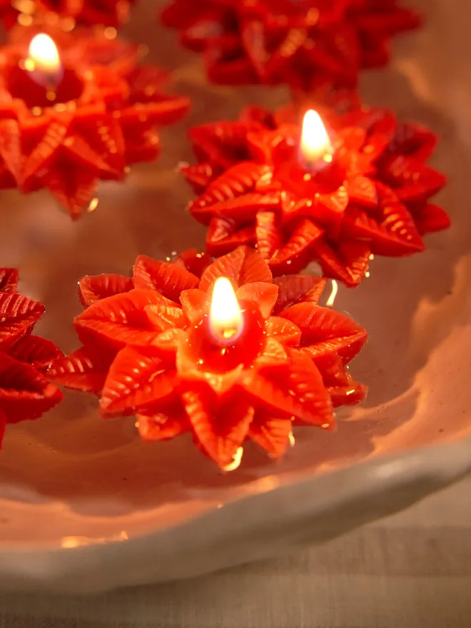 Christmas Poinsettia Floating Candle 
