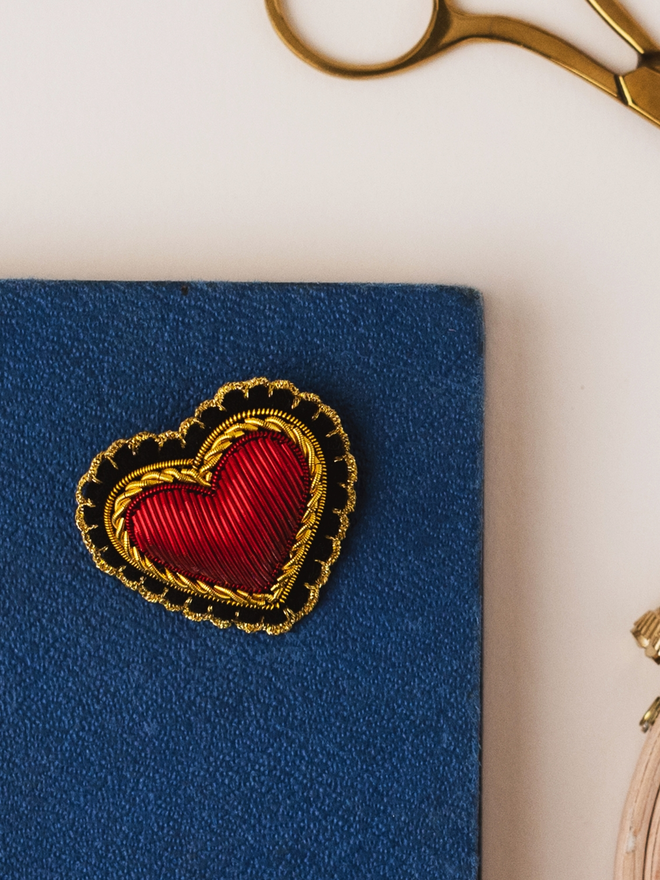 goldwork heart brooch