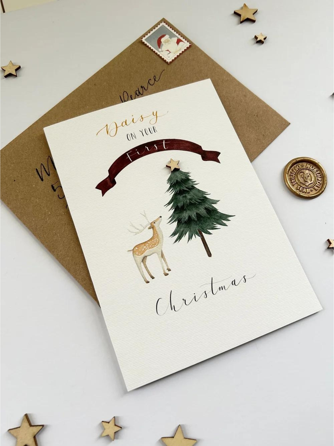 personalised baby's first christmas card