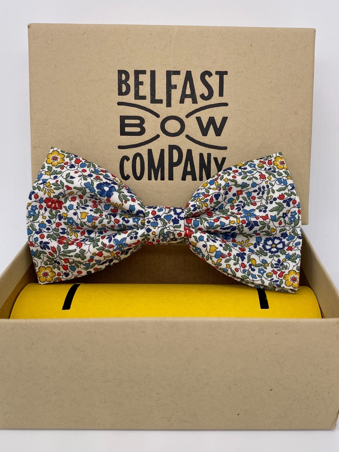 Multi Ditsy Floral Bow Tie handmade by the Belfast Bow Company