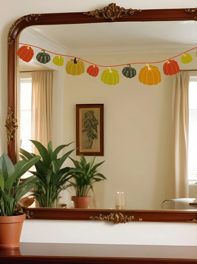 halloween bunting wall sticker on a mirror