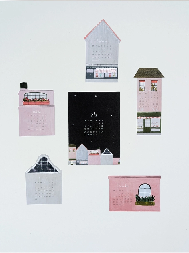 july - dec showing close up of all artworks