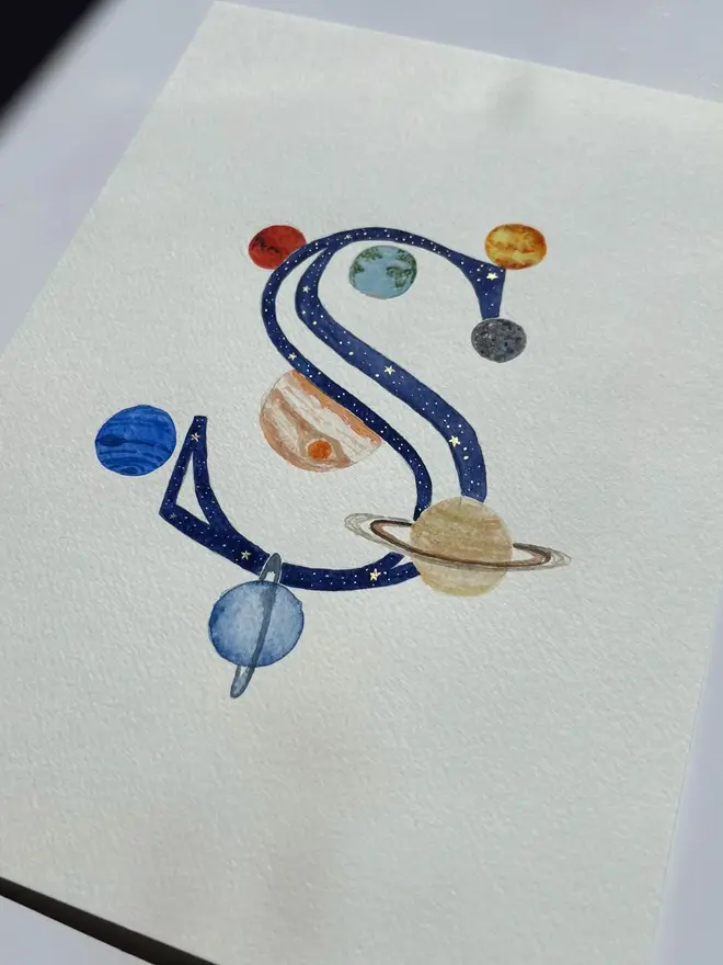 Customised Watercolour Letter Painting 