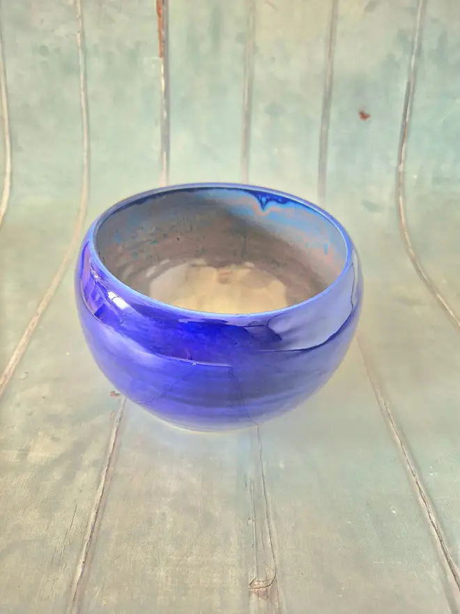 Decorative Globe Bowl, Gloss Cobalt Blue, Ceramic Bowl, Jenny Hopps Pottery